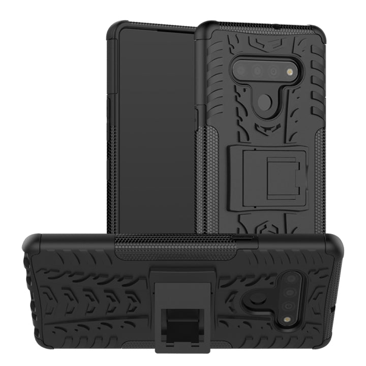 Tire Texture Shockproof TPU + PC Protective Case with Holder, For LG Stylo 6, For Xiaomi Redmi 10X 5G, For Samsung Galaxy Note20 Ultra, For Motorola Moto G8 Power Lite