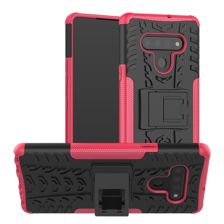 Tire Texture Shockproof TPU + PC Protective Case with Holder, For LG Stylo 6, For Xiaomi Redmi 10X 5G, For Samsung Galaxy Note20 Ultra, For Motorola Moto G8 Power Lite