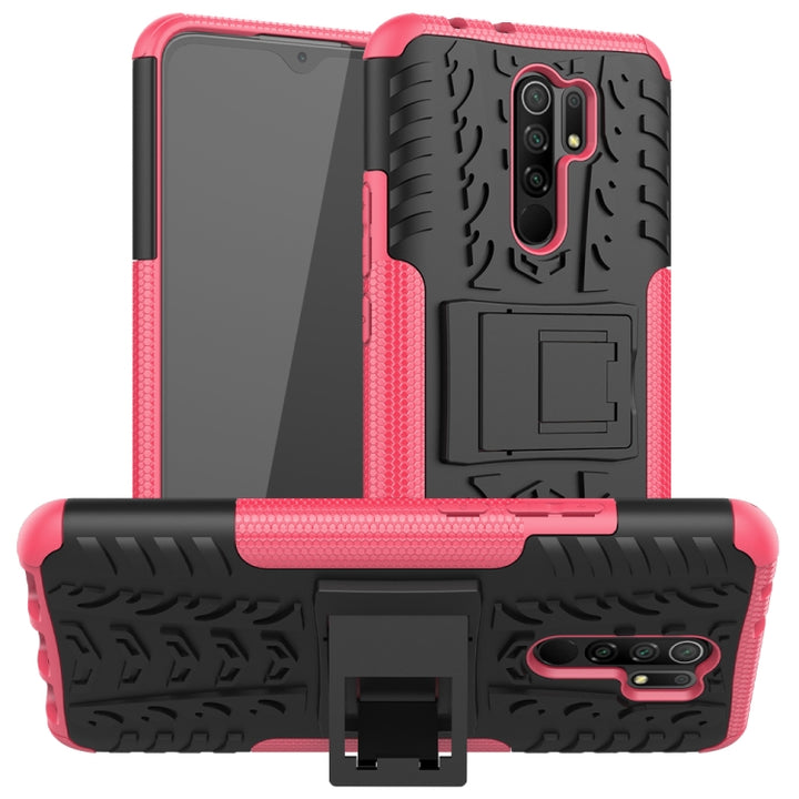 Tire Texture Shockproof TPU + PC Protective Case with Holder, For OPPO Realme / Realme C3, For Xiaomi Redmi 9, For Huawei P Smart (2020), For Huawei Honor 9X Lite