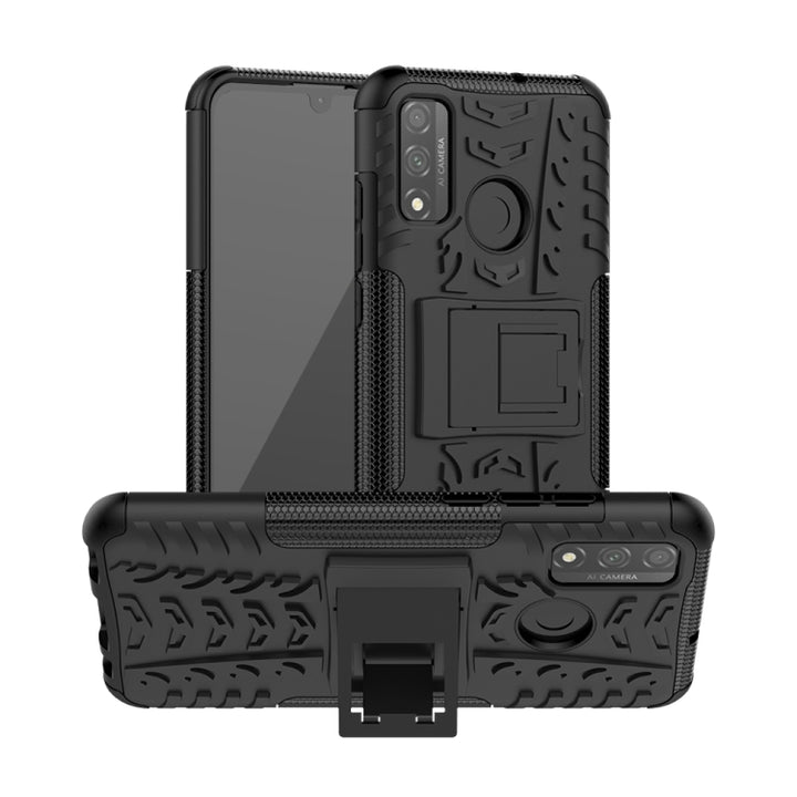 Tire Texture Shockproof TPU + PC Protective Case with Holder, For OPPO Realme / Realme C3, For Xiaomi Redmi 9, For Huawei P Smart (2020), For Huawei Honor 9X Lite