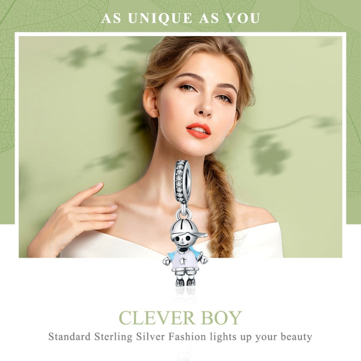 S925 Sterling Silver Perfect Life Clever Boy Beads DIY Bracelet Necklace Accessories