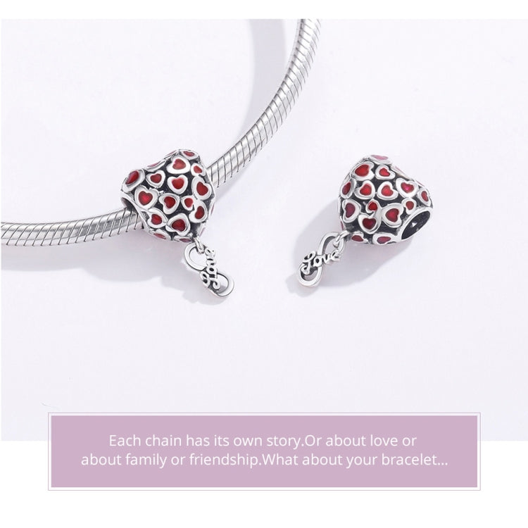 S925 Sterling Silver Red Heart Beads DIY Bracelet Necklace Accessories