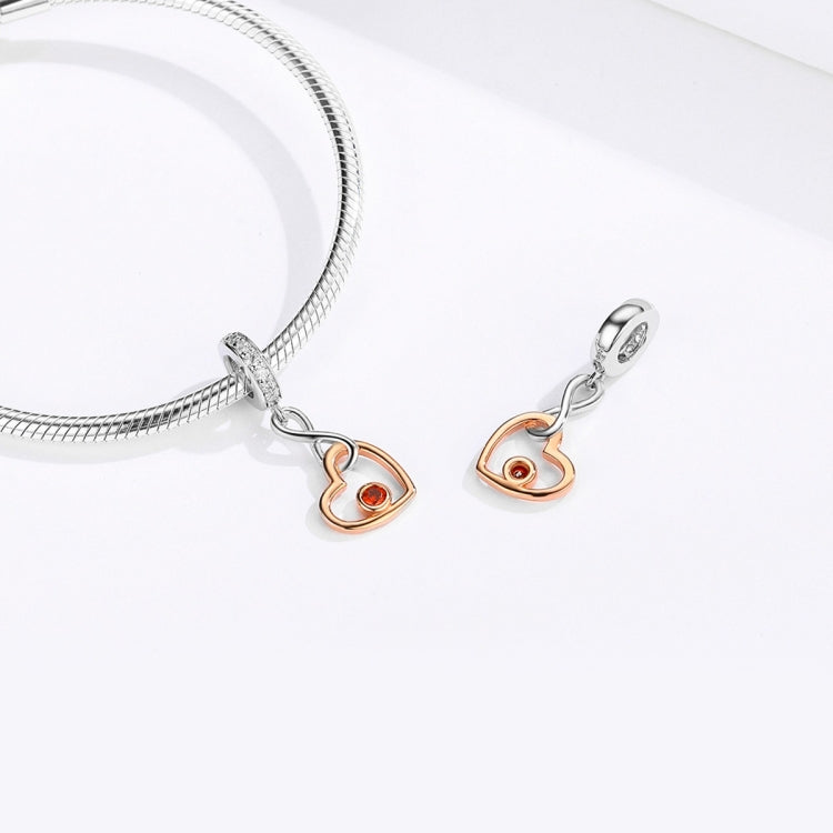 S925 Sterling Silver Pendant Heart Shaped Rose Gold Beads DIY Bracelet Necklace Accessories