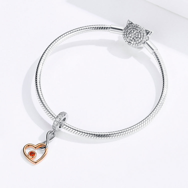 S925 Sterling Silver Pendant Heart Shaped Rose Gold Beads DIY Bracelet Necklace Accessories