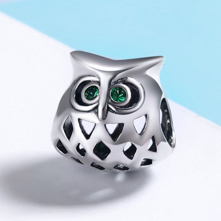 Owl S925 Sterling Silver Beads Inlaid With Gemstones And Hollow Beads