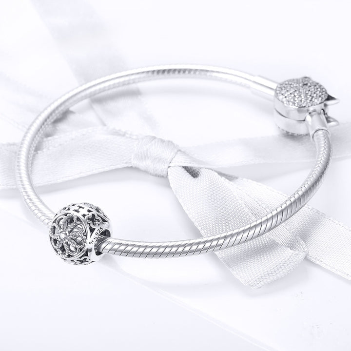 S925 Sterling Silver Hollow Flower Beads DIY Bracelet Necklace Accessories