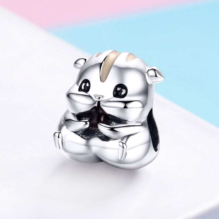 S925 Sterling Silver Little Hamster Beads DIY Bracelet Necklace Accessories