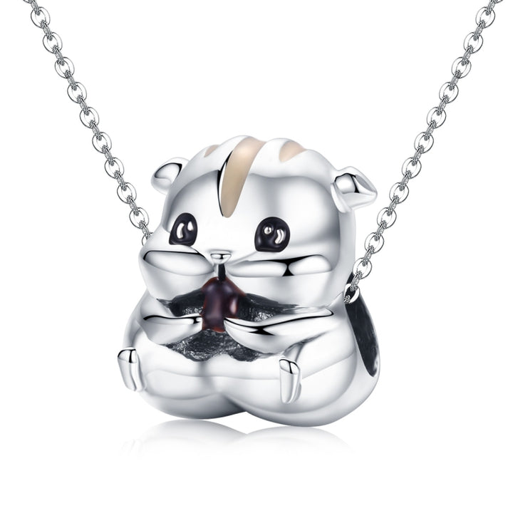 S925 Sterling Silver Little Hamster Beads DIY Bracelet Necklace Accessories