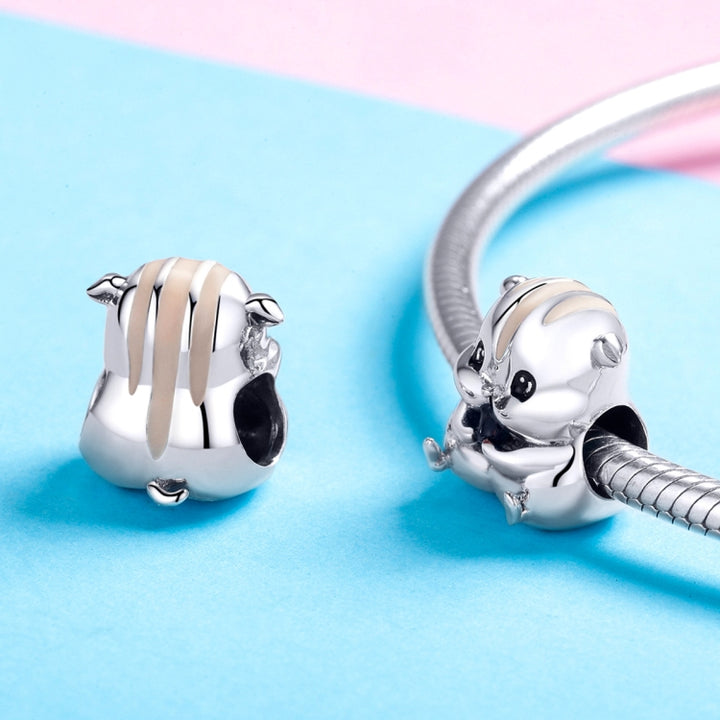 S925 Sterling Silver Little Hamster Beads DIY Bracelet Necklace Accessories