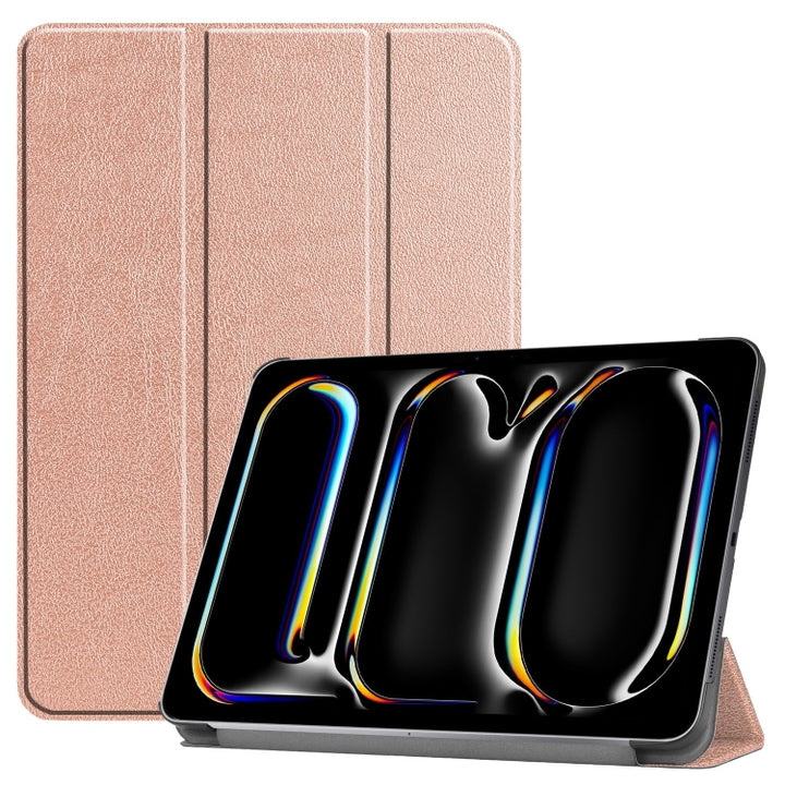 Custer Pure Color 3-Fold Holder Smart Leather Tablet Case, For iPad Pro 11 2024