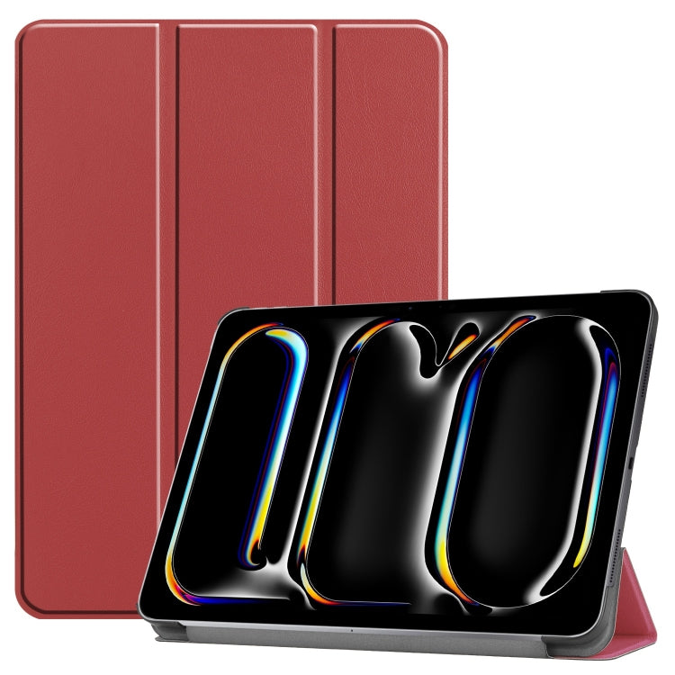 Custer Pure Color 3-Fold Holder Smart Leather Tablet Case, For iPad Pro 11 2024