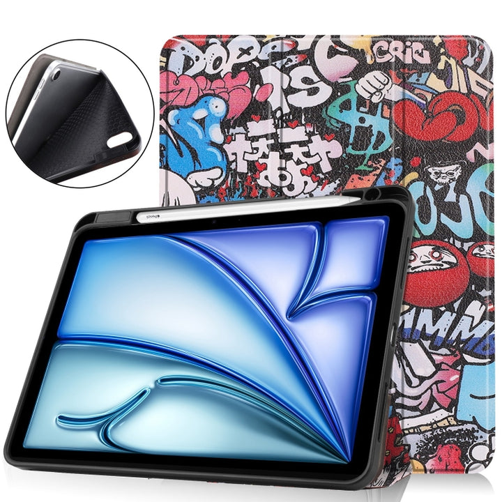 Custer Painted 3-Fold Holder Smart Leather Tablet Case, For iPad Air 11 2024 / 2025