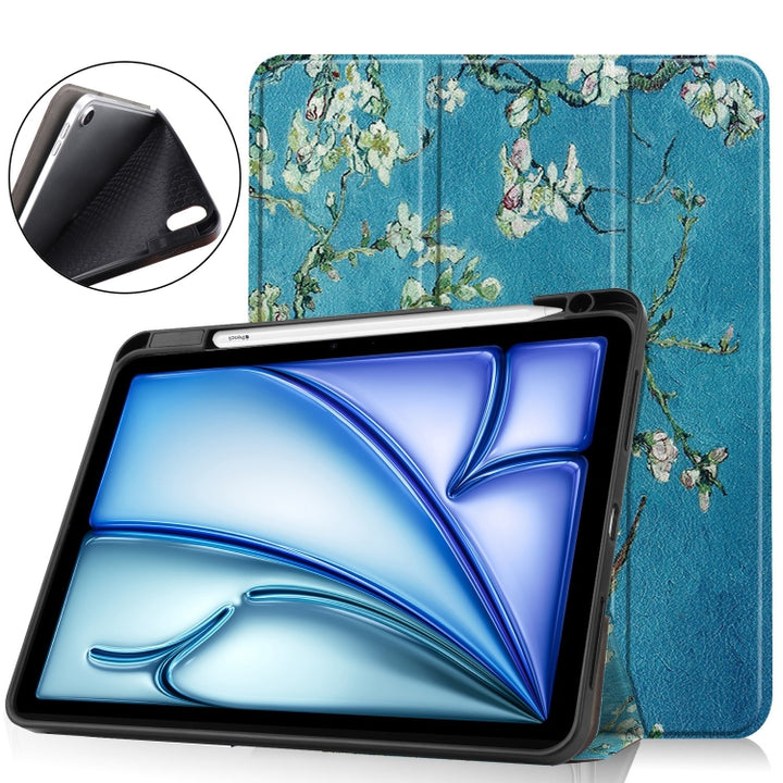 Custer Painted 3-Fold Holder Smart Leather Tablet Case, For iPad Air 11 2024 / 2025