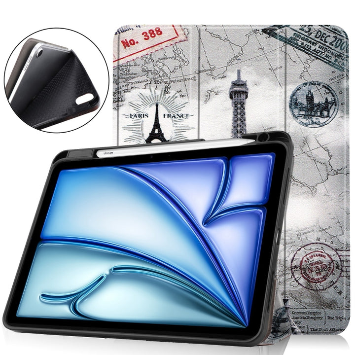 Custer Painted 3-Fold Holder Smart Leather Tablet Case, For iPad Air 11 2024 / 2025