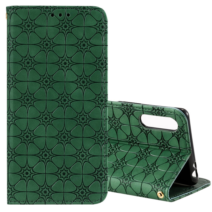 Lucky Flowers Embossing Pattern Magnetic Horizontal Flip Leather Case with Holder & Card Slots, For Sony Xperia L4