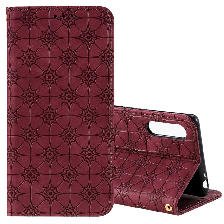 Lucky Flowers Embossing Pattern Magnetic Horizontal Flip Leather Case with Holder & Card Slots, For Sony Xperia L4