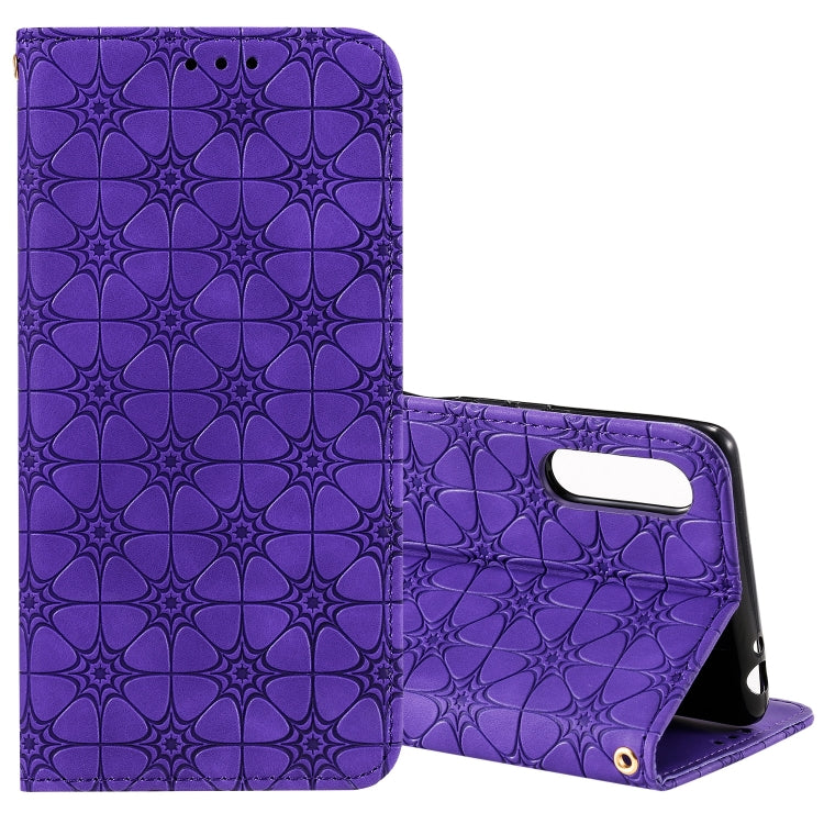 Lucky Flowers Embossing Pattern Magnetic Horizontal Flip Leather Case with Holder & Card Slots, For Sony Xperia L4