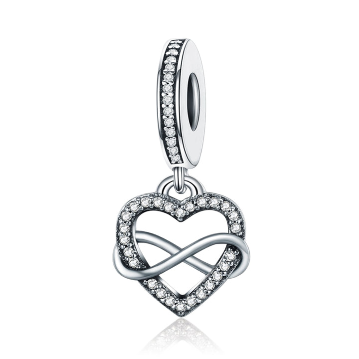 S925 Sterling Silver Heart Shaped Diamond Pendant DIY Bracelet Necklace Accessories