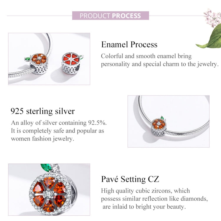 S925 Sterling Silver Fruit Red Pomelo Beads DIY Bracelet Necklace Accessories