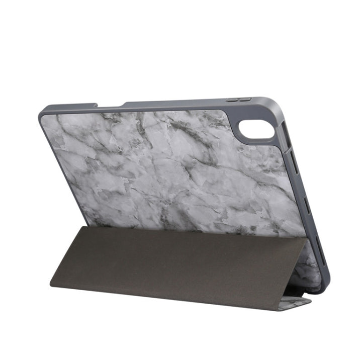 Three-fold Marble Texture Protective Tablet Case with Pen Slot, For iPad Air 11 2024 / 2025