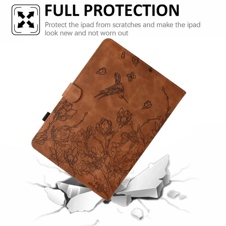 Flowers and Bird Embossed Smart Leather Tablet Case, For iPad 2025 / 2022, For iPad Air 11 2025 / 2024 / iPad Pro 11, For iPad mini 2024 / mini 6, For iPad Pro 11 2024, For iPad 10.2 2021 / 10.5 2019