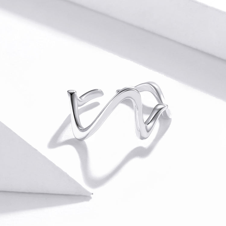 S925 Sterling Silver Simple Wave Curve Women Ring