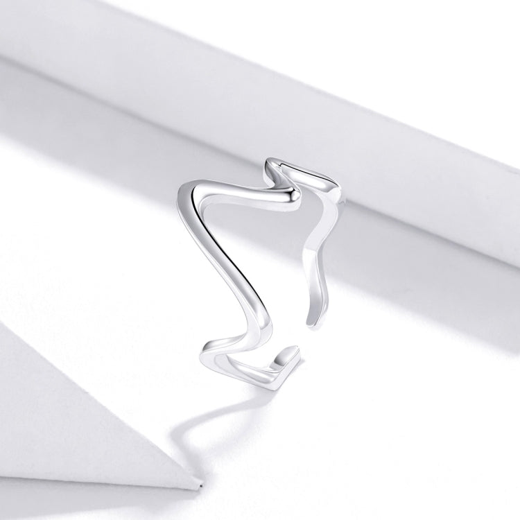 S925 Sterling Silver Simple Wave Curve Women Ring