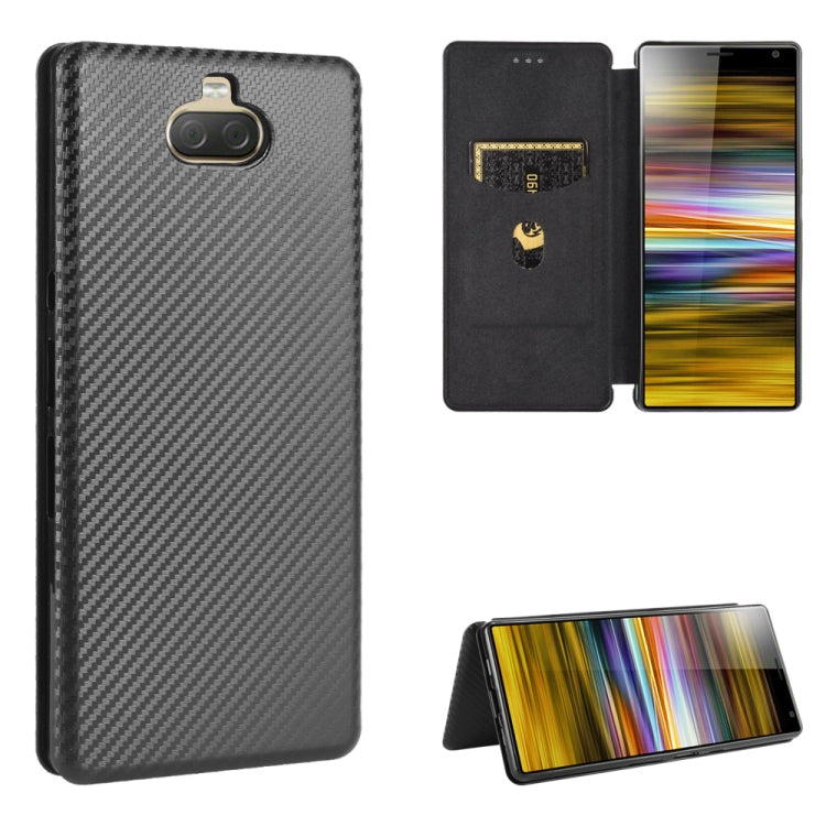 Carbon Fiber Texture Magnetic Horizontal Flip TPU + PC + PU Leather Case with Card Slot, For Sony Xperia 10 II, For Sony Xperia L4, For Sony Xperia 10 Plus, For Sony Xperia 10, For Sony Xperia XZ3