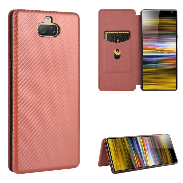 Carbon Fiber Texture Magnetic Horizontal Flip TPU + PC + PU Leather Case with Card Slot, For Sony Xperia 10 II, For Sony Xperia L4, For Sony Xperia 10 Plus, For Sony Xperia 10, For Sony Xperia XZ3