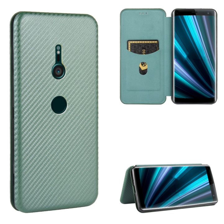 Carbon Fiber Texture Magnetic Horizontal Flip TPU + PC + PU Leather Case with Card Slot, For Sony Xperia 10 II, For Sony Xperia L4, For Sony Xperia 10 Plus, For Sony Xperia 10, For Sony Xperia XZ3