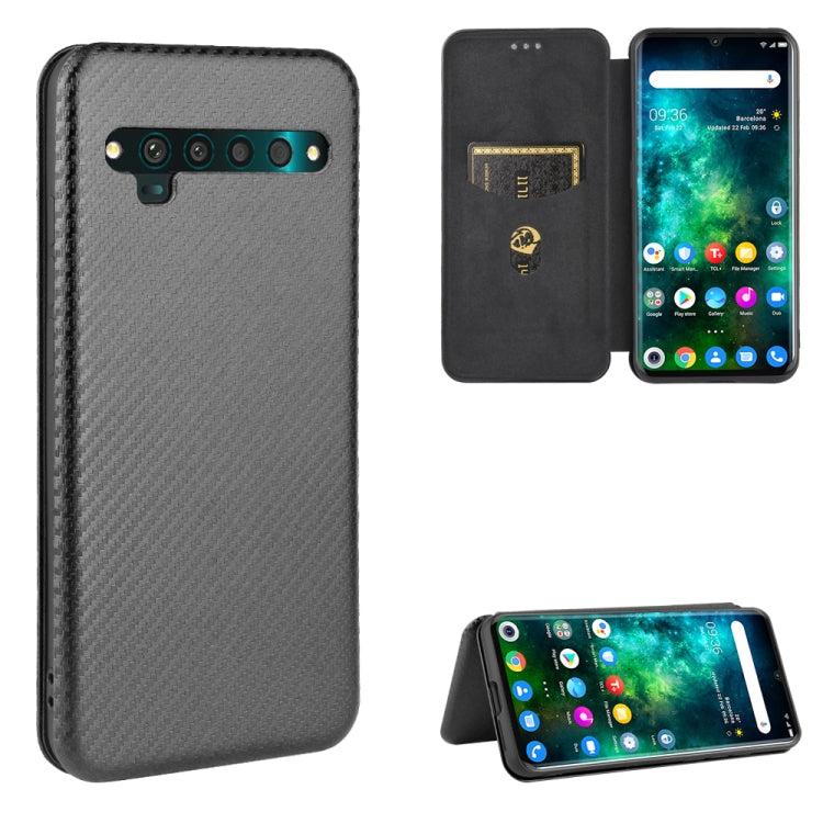 Carbon Fiber Texture Magnetic Horizontal Flip TPU + PC + PU Leather Case with Card Slot, For TCL 10 Pro, For TCL 10 Lite