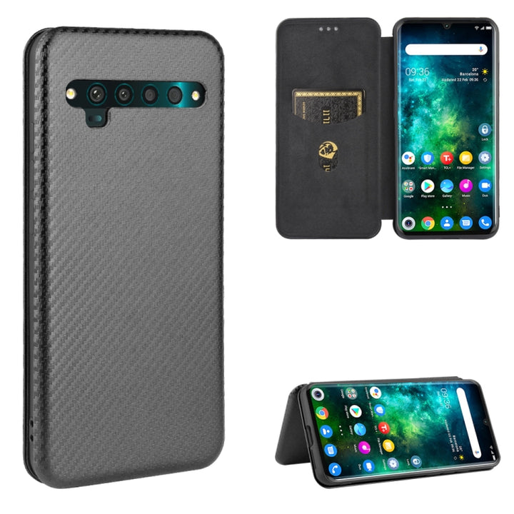 Carbon Fiber Texture Magnetic Horizontal Flip TPU + PC + PU Leather Case with Card Slot, For TCL 10 Pro, For TCL 10 Lite