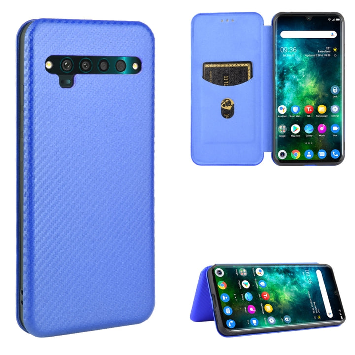 Carbon Fiber Texture Magnetic Horizontal Flip TPU + PC + PU Leather Case with Card Slot, For TCL 10 Pro, For TCL 10 Lite