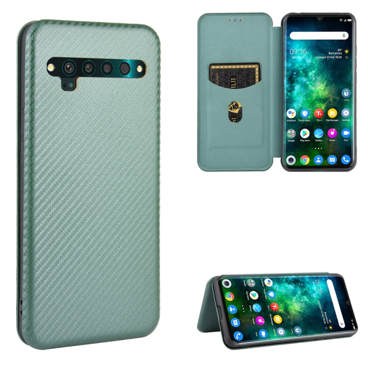 Carbon Fiber Texture Magnetic Horizontal Flip TPU + PC + PU Leather Case with Card Slot, For TCL 10 Pro, For TCL 10 Lite