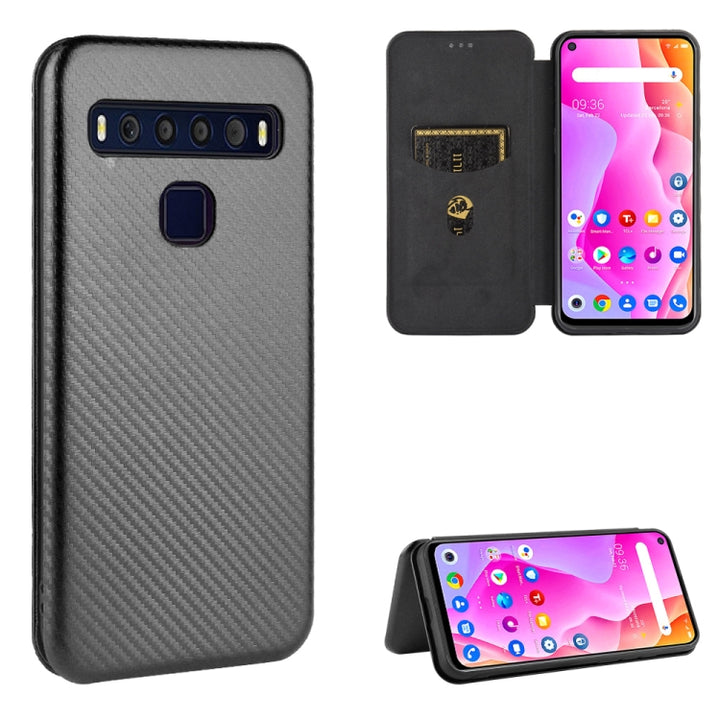 Carbon Fiber Texture Magnetic Horizontal Flip TPU + PC + PU Leather Case with Card Slot, For TCL 10 Pro, For TCL 10 Lite