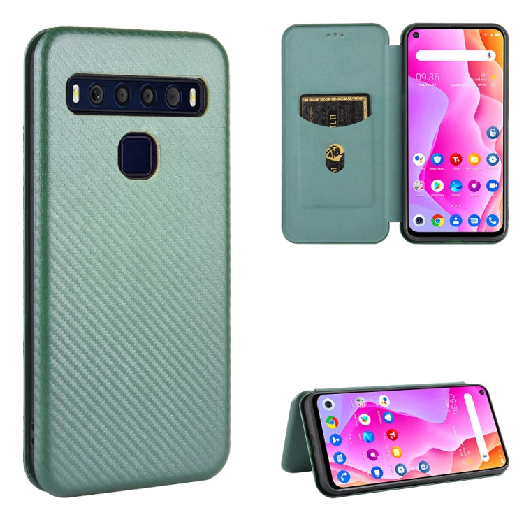 Carbon Fiber Texture Magnetic Horizontal Flip TPU + PC + PU Leather Case with Card Slot, For TCL 10 Pro, For TCL 10 Lite