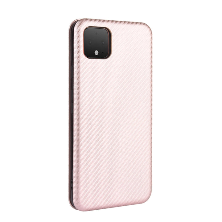 Carbon Fiber Texture Magnetic Horizontal Flip TPU + PC + PU Leather Case with Card Slot, For Google Pixel 4