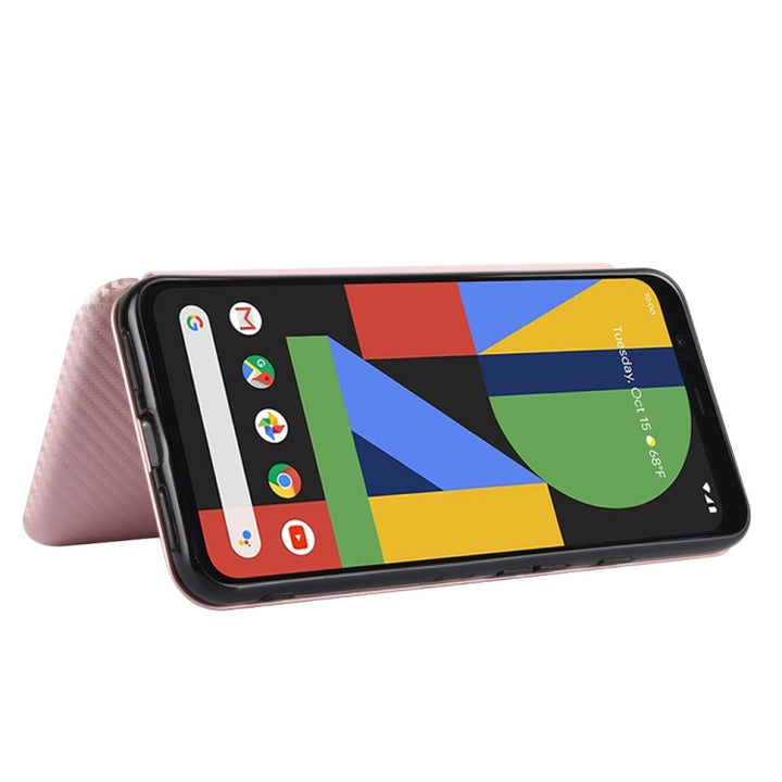 Carbon Fiber Texture Magnetic Horizontal Flip TPU + PC + PU Leather Case with Card Slot, For Google Pixel 4