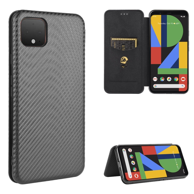 Carbon Fiber Texture Magnetic Horizontal Flip TPU + PC + PU Leather Case with Card Slot, For Google Pixel 4