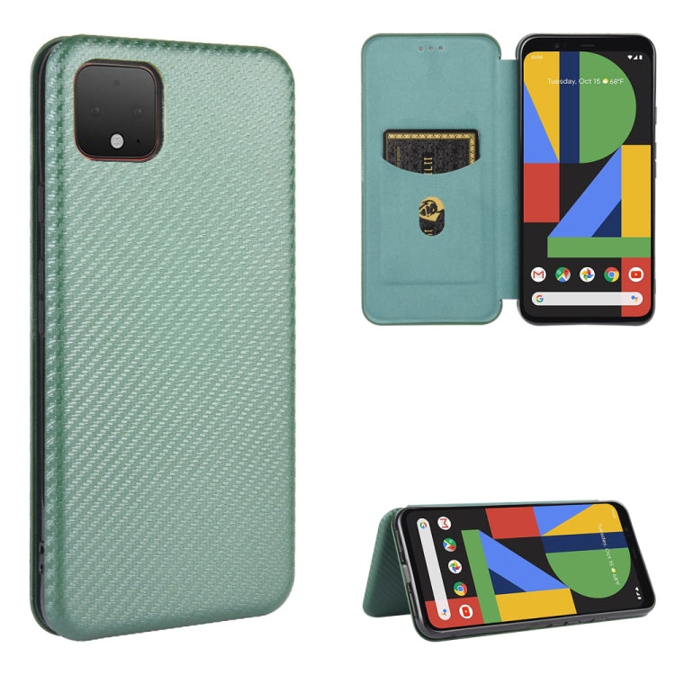 Carbon Fiber Texture Magnetic Horizontal Flip TPU + PC + PU Leather Case with Card Slot, For Google Pixel 4