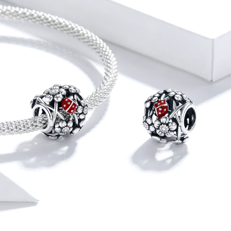 S925 Sterling Silver Garden Elves Ladybug Beads DIY Bracelet Necklace Accessories, Elves Ladybug