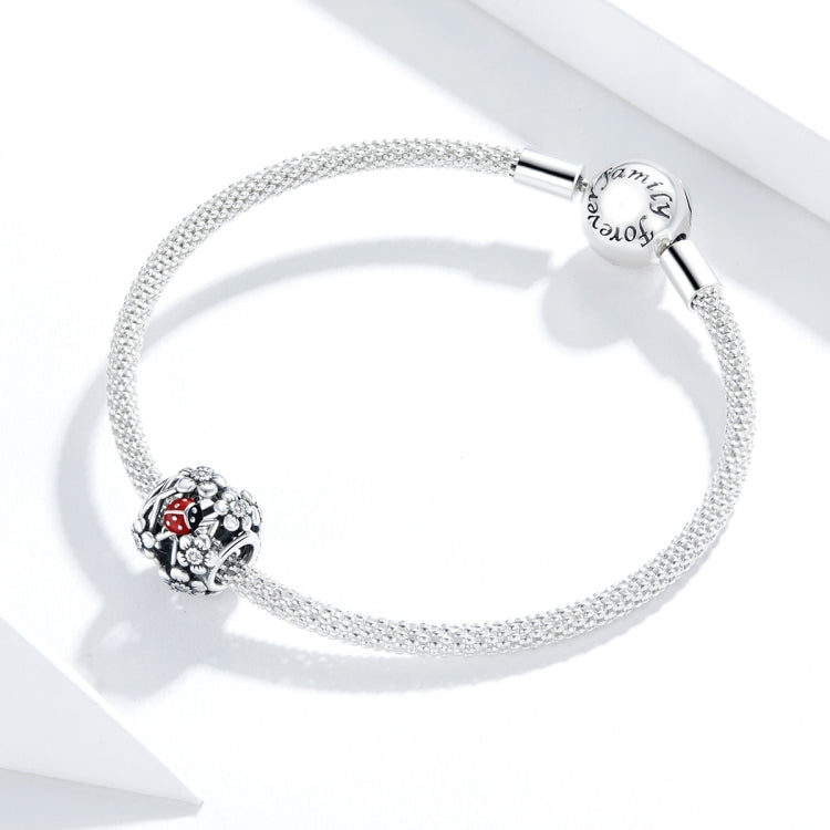 S925 Sterling Silver Garden Elves Ladybug Beads DIY Bracelet Necklace Accessories, Elves Ladybug