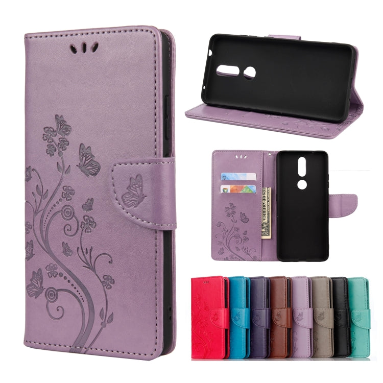 Butterfly Flower Pattern Horizontal Flip Leather Case with Holder & Card Slots & Wallet, For Samsung Galaxy A42 5G, For Nokia 2.4