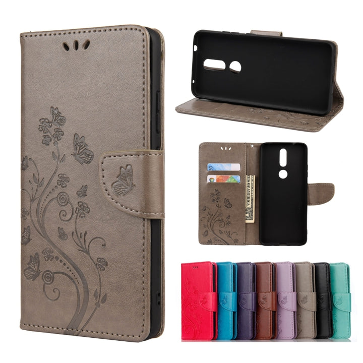 Butterfly Flower Pattern Horizontal Flip Leather Case with Holder & Card Slots & Wallet, For Samsung Galaxy A42 5G, For Nokia 2.4