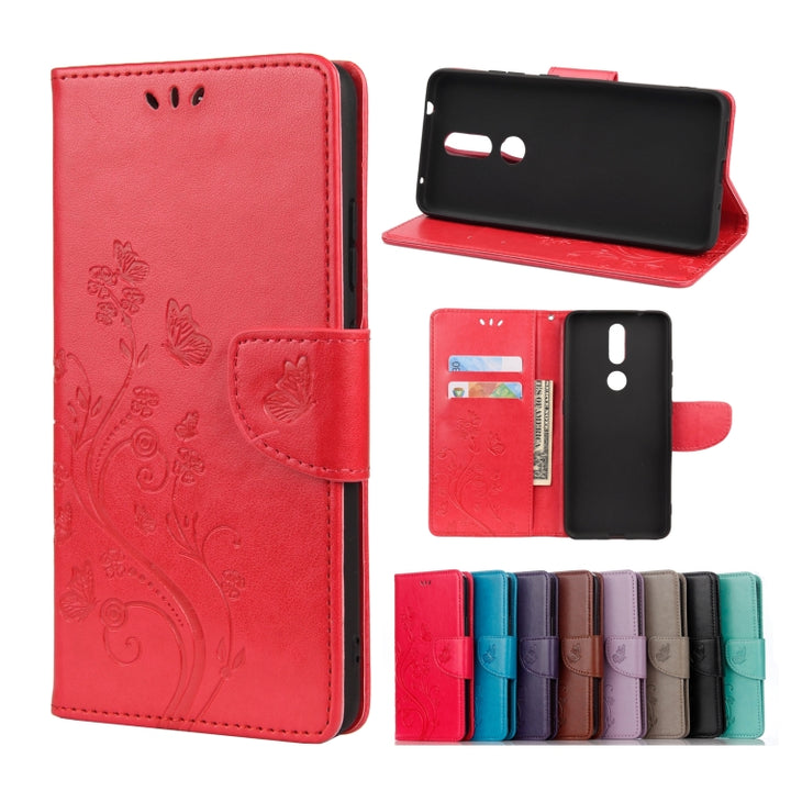 Butterfly Flower Pattern Horizontal Flip Leather Case with Holder & Card Slots & Wallet, For Samsung Galaxy A42 5G, For Nokia 2.4