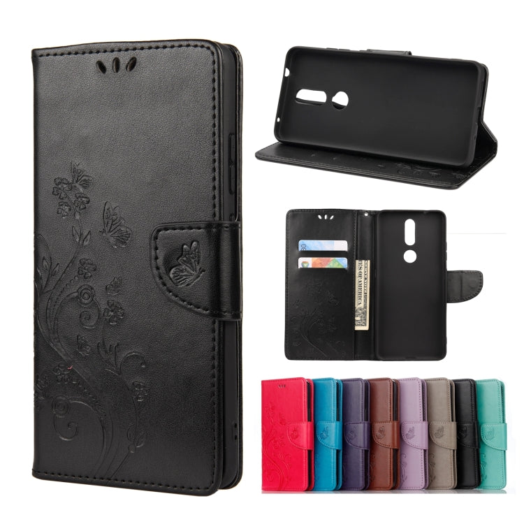 Butterfly Flower Pattern Horizontal Flip Leather Case with Holder & Card Slots & Wallet, For Samsung Galaxy A42 5G, For Nokia 2.4