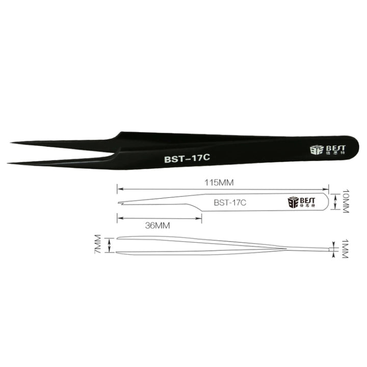 BEST BST-17C  Newest  Extra Long  Precision Stainless Steel Eyelash Extension Volume Tweezers, BST-17C