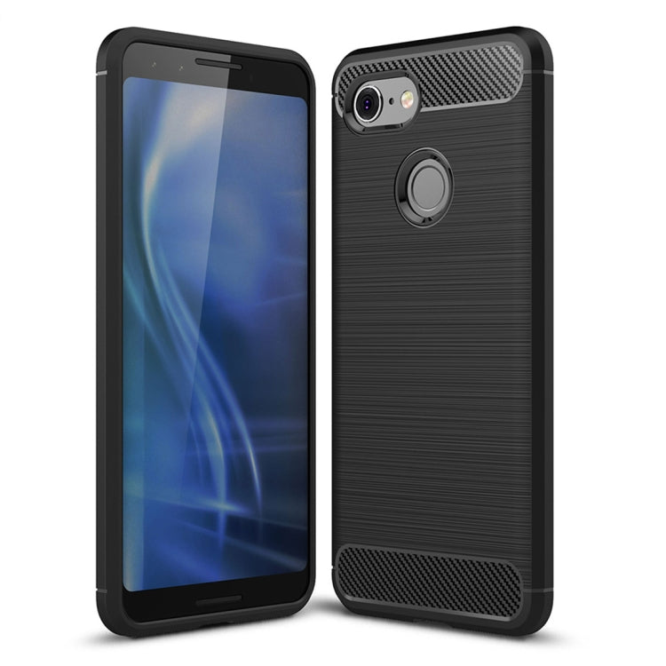 Brushed Texture Carbon Fiber Shockproof TPU Case for Google Pixel 3, For Google Pixel 3, Google Pixel 3