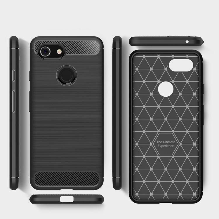 Brushed Texture Carbon Fiber Shockproof TPU Case for Google Pixel 3, For Google Pixel 3, Google Pixel 3