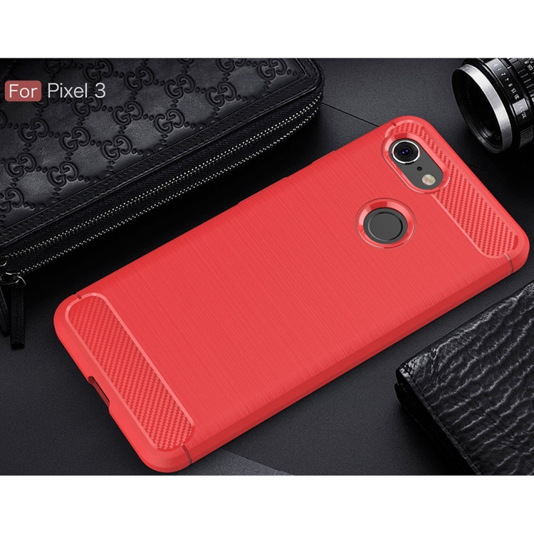 Brushed Texture Carbon Fiber Shockproof TPU Case for Google Pixel 3, For Google Pixel 3, Google Pixel 3